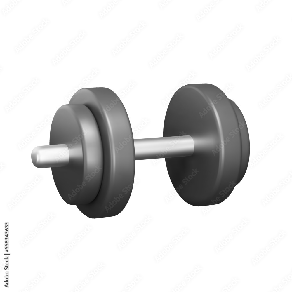 Dumbbell 3d icon. Sports equipment for physical exercise. Isolated object on transparent background Dumbbell 3d icon. Sports equipment for physical exercise. Isolated object on transparent background