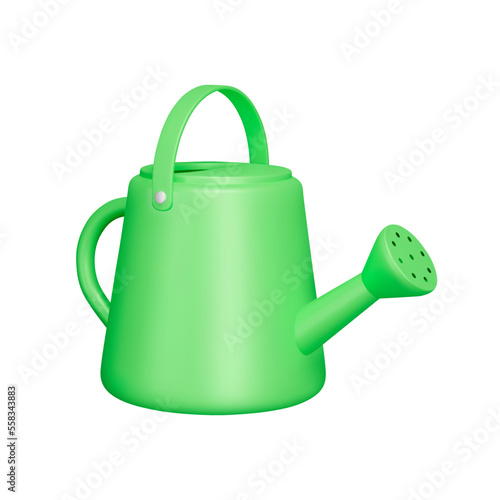 Watering can 3d icon. tool for watering plants. Isolated object on transparent background