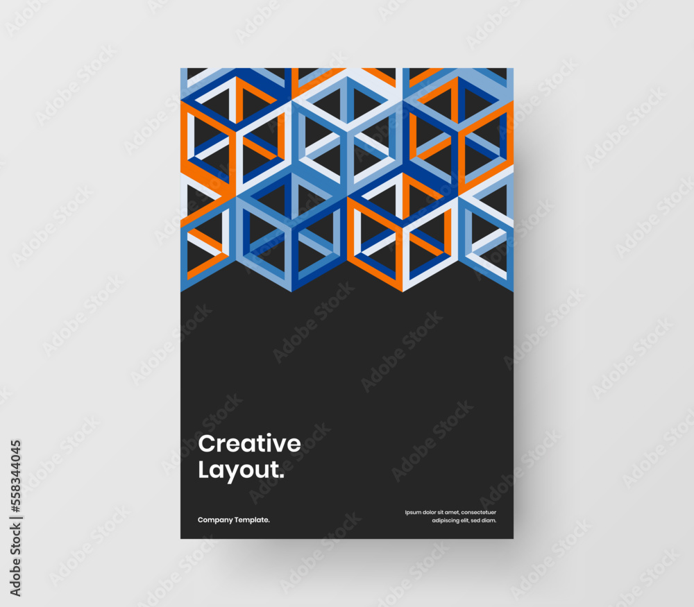 Isolated geometric hexagons annual report layout. Minimalistic placard design vector illustration.