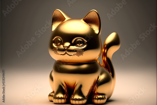 Close-up shot of golden cat ornament