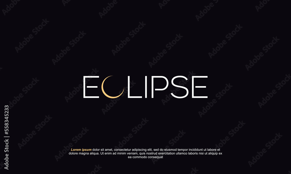 illustration vector graphic logo designs. typography, logotype for ECLIPSE, with letter C as the graphic. simple, minimalist, modern style