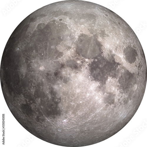 Full moon isolated on transparent background. Elements of this image furnished by NASA.