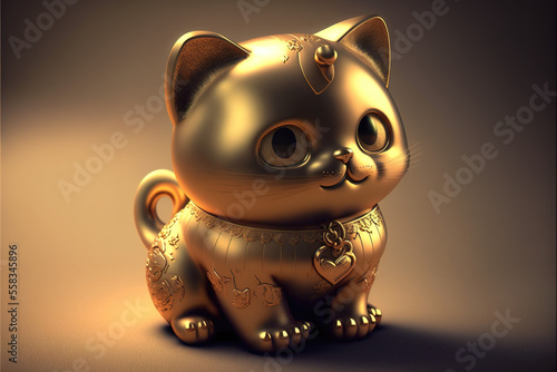 Close-up shot of golden cat ornament
