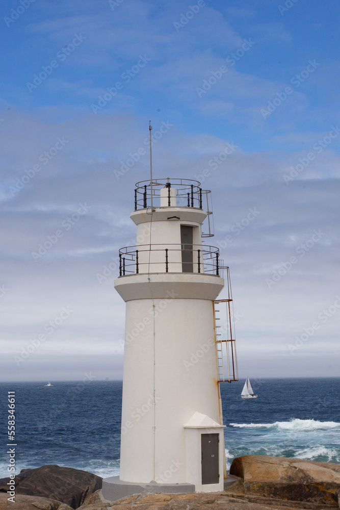 Lighthouse in Muxia, Galicia, Spain.