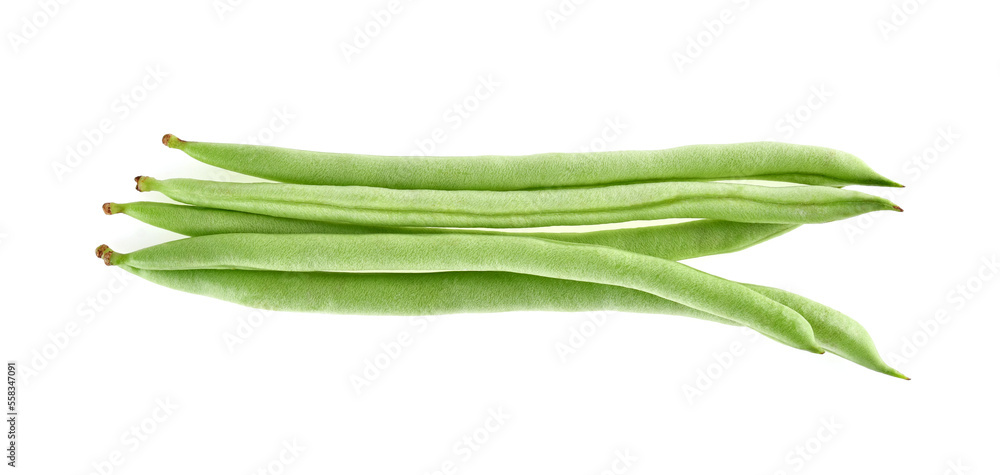 Top view of Green beans isolated on white background. Top view of Green beans isolated on white background.