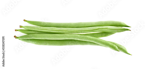 Top view of Green beans isolated on white background.