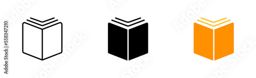 Books set icon. Paper, digital, electronic, audio, download, listen, note, bookmark. Knowledge concept. Vector icon in line, black and colorful style on white background