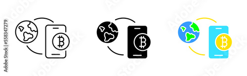 Currency exchange set icon. Financial management, exchange, online, internet, accounting, coin, bitcoin, Cryptocurrency concept. Vector icon in line, black and colorful style on white background