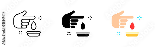 Hand cream set icon. Skin care cream, sunscreen, pore cleaning, acne protection. Moisturizing the skin concept. Vector icon in line, black and colorful style on white background