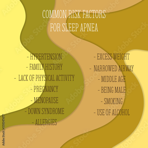 common risk factors for sleep apnea.  Vector illustration for medical journal or brochure. 