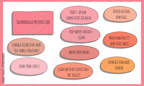 salmonella prevention.  Vector illustration for medical journal or brochure. 