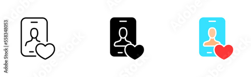 Vector icon in line, black and colorful style on white background