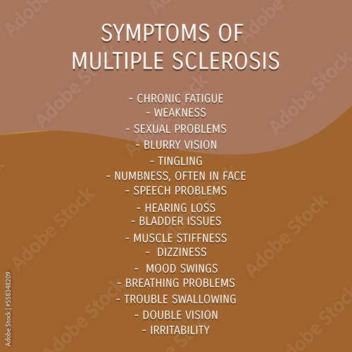 symptoms of Multiple sclerosis.  Vector illustration for medical journal or brochure. 
