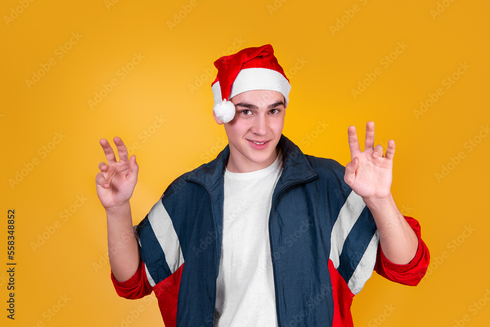 A handsome guy in the style of the 90s on a yellow background A handsome guy in the style of the 90s on a yellow background