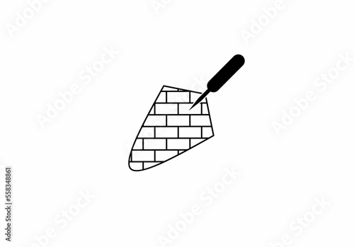 line trowel bricklayer logo isolated on white background