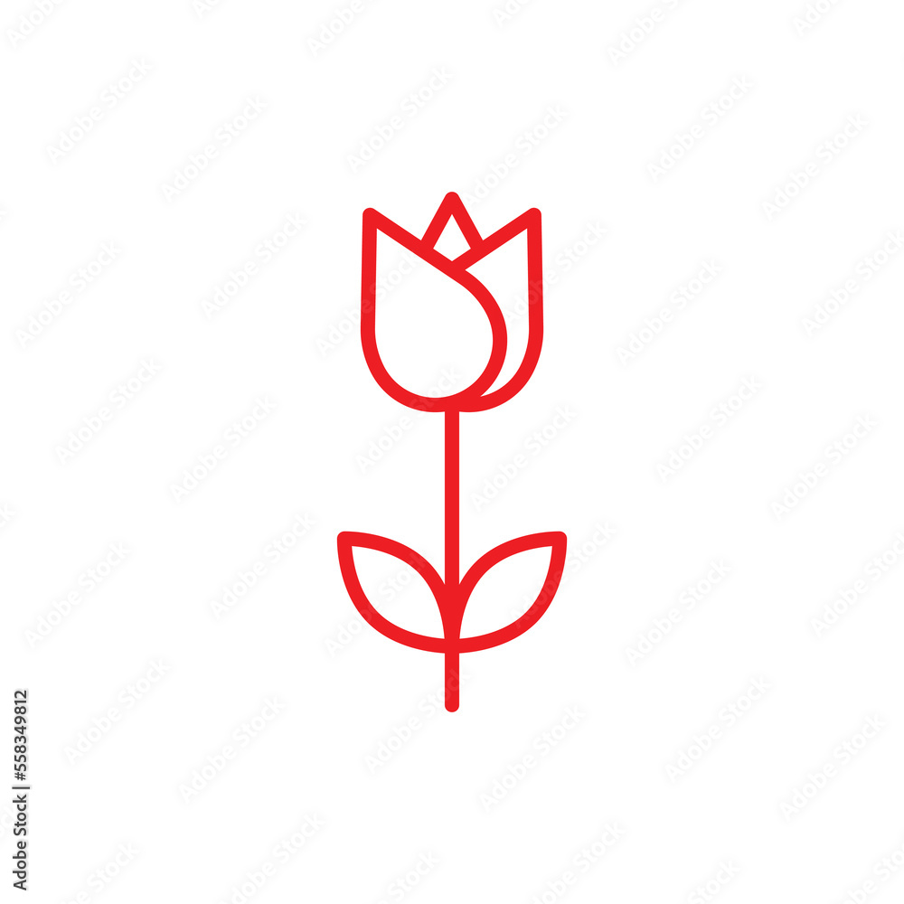 eps10 red vector tulip flower abstract line art icon or logo isolated ...
