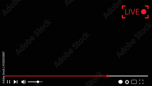 Multimedia video player frame template. Online video streaming concept, broadcasting vector illustration