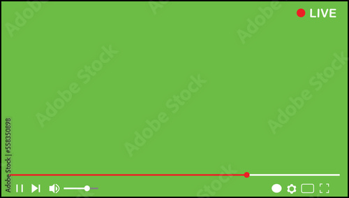 Live video streaming chroma key player frame template, broadcasting vector illustration