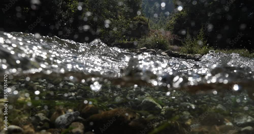 river flowing fast underwater strong current shot for backgrounds