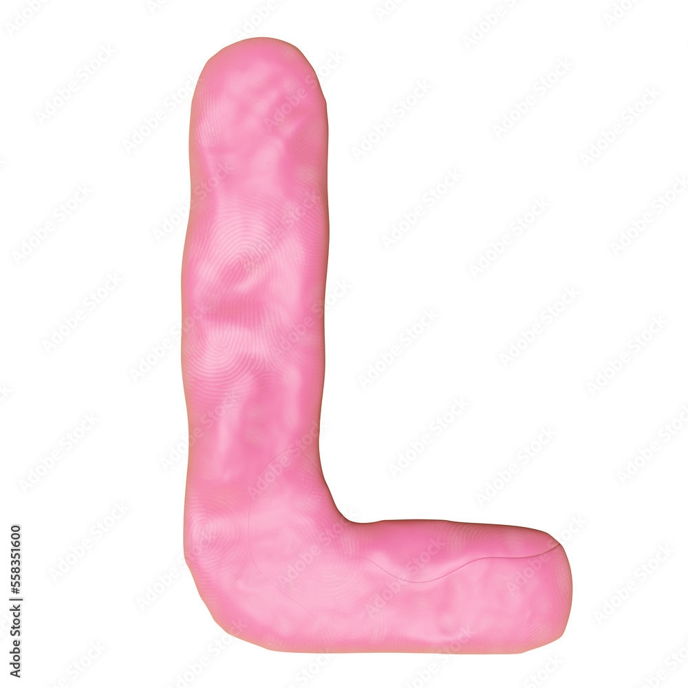 L letter logo design from plasticine isolated. pink L clay toy icon template elements concept, 3d illustration render L letter logo design from plasticine isolated. pink L clay toy icon template elements concept, 3d illustration render