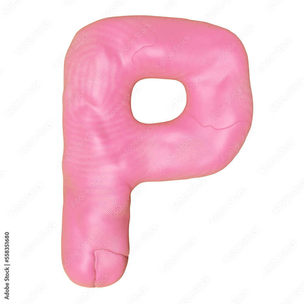 P letter logo design from plasticine isolated. pink P clay toy icon template elements concept, 3d illustration render P letter logo design from plasticine isolated. pink P clay toy icon template elements concept, 3d illustration render