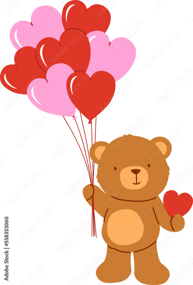 Cute bear with heart and balloons Cute bear with heart and balloons