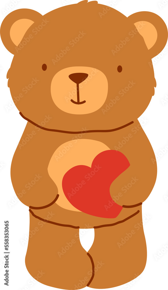 Fototapeta premium Cute bear holding red heart