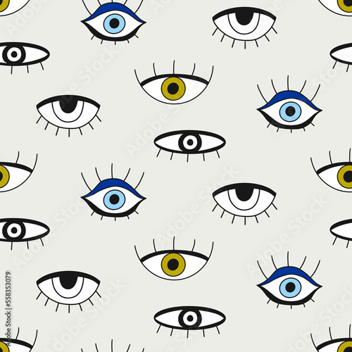 Fashion Eyes doodle vector seamless pattern