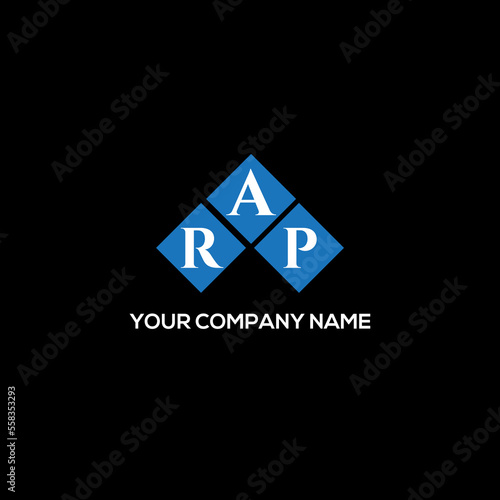 RAP letter logo design on BLACK background. RAP creative initials letter logo concept. RAP letter design.