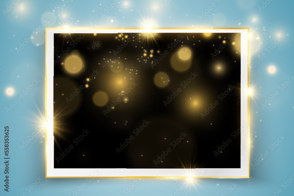 Vector illustration of a gold frame on a background.	