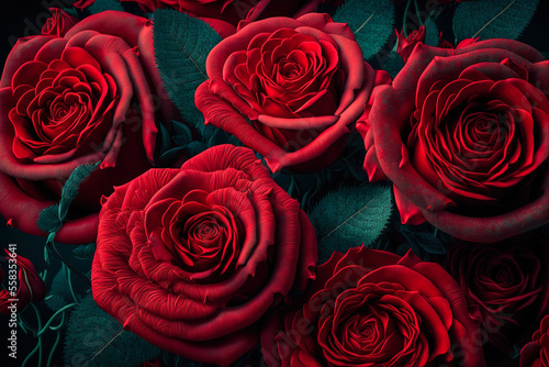 Background with red roses for valentine s day