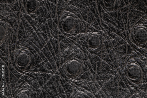 Black artificial or synthetic leather background with neat texture and copy space