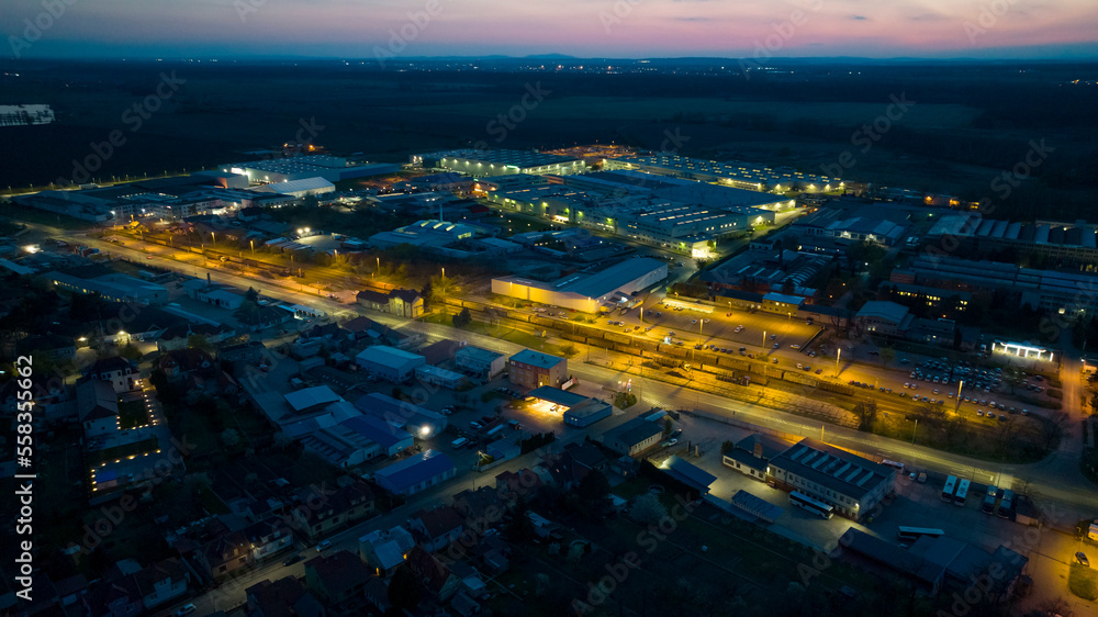 Fototapeta premium small station near the industrial zone at night