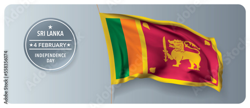 Sri Lanka independence day vector banner, greeting card