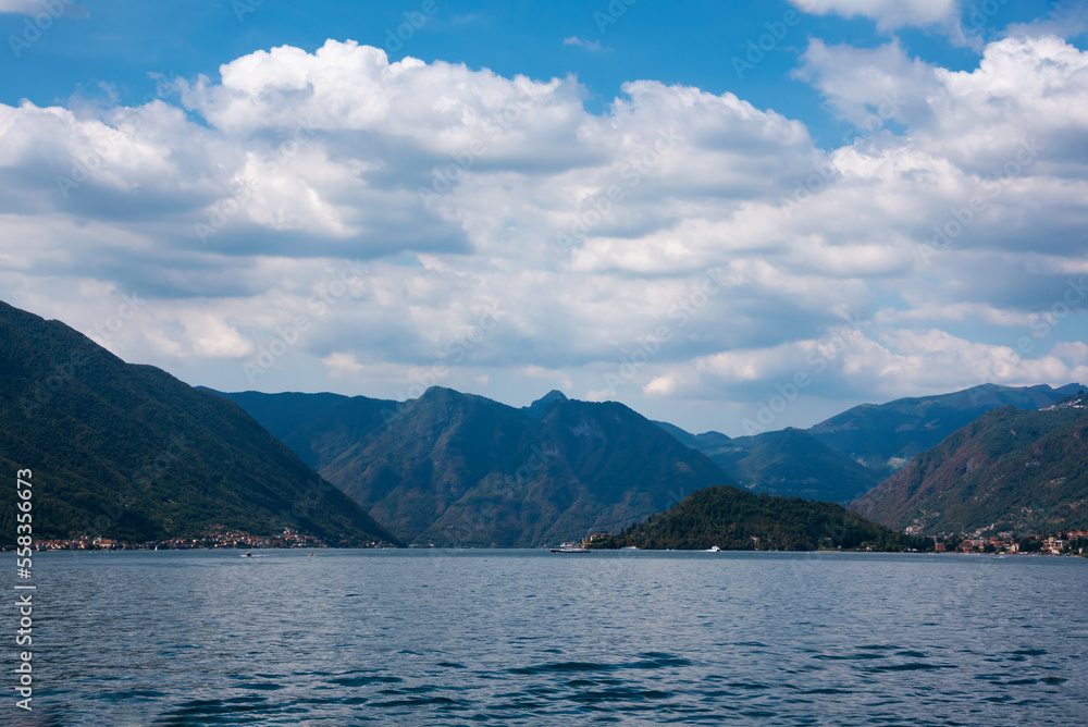 Veiw of beautiful lake Como in Italy in summer