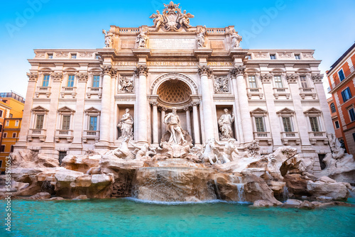Majestic Trevi fountain in Rome street view, eternal city