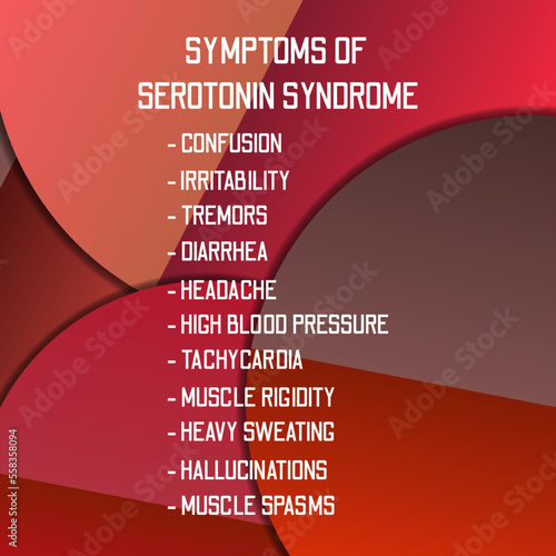 symptoms of Serotonin syndrome.  Vector illustration for medical journal or brochure. 
