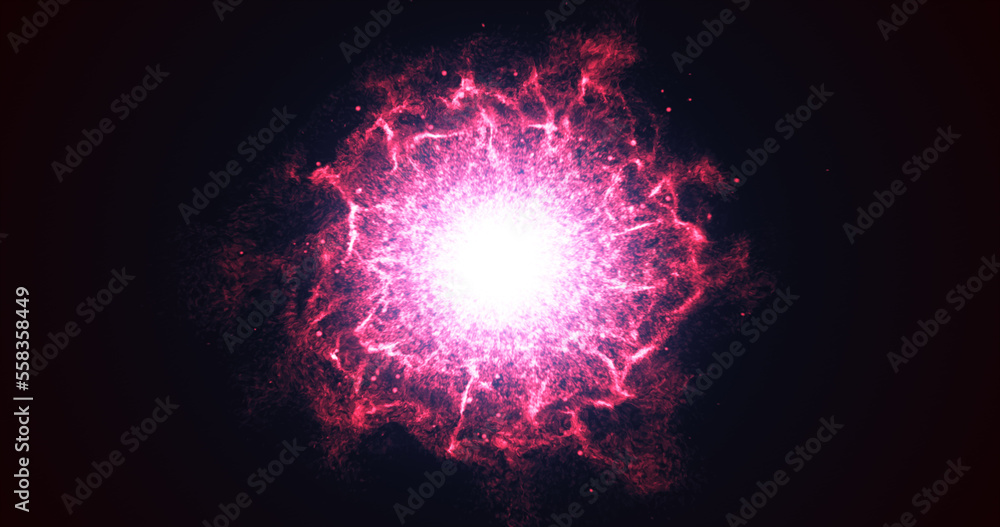 Abstract glowing red futuristic energy dust with waves of magical energy particles on a dark blue background. Abstract background Abstract glowing red futuristic energy dust with waves of magical energy particles on a dark blue background. Abstract background