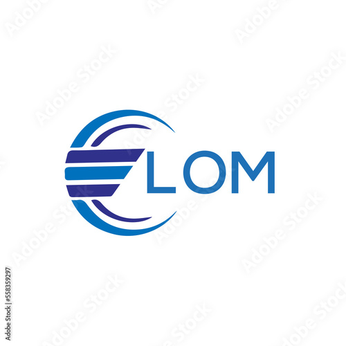 LOM letter logo. LOM blue image on white background. LOM vector logo design for entrepreneur and business. LOM best icon.		
