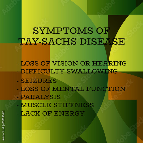 symptoms of Tay-Sachs Disease.  Vector illustration for medical journal or brochure. 
