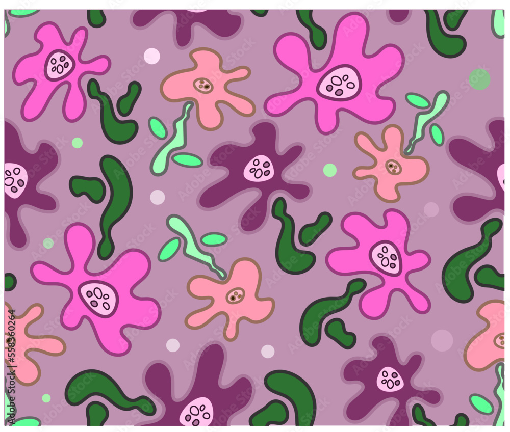 Fototapeta premium Seamless abstract floral vector illustration pattern. Colourful pastel shades design for fabric, cover design, interior décor, gift wrappers. Beige background.