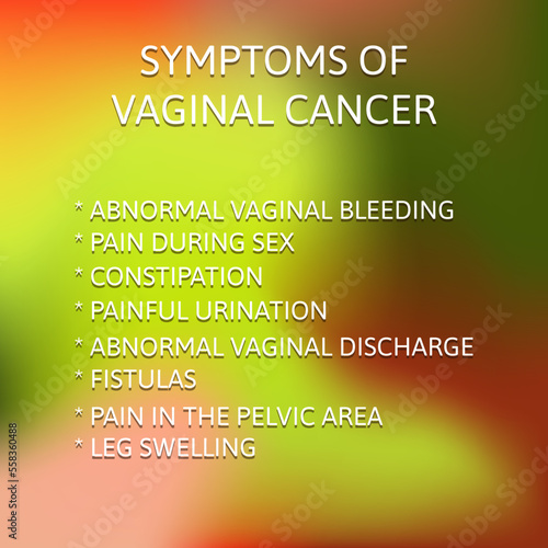 symptoms of Vaginal cancer.  Vector illustration for medical journal or brochure. 