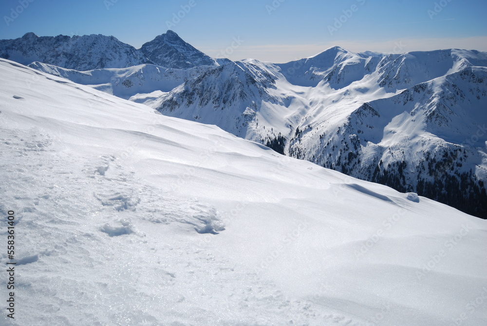 Tatry, góry, zima, śnieg, dolina, TPN, krajobraz,  panorama,