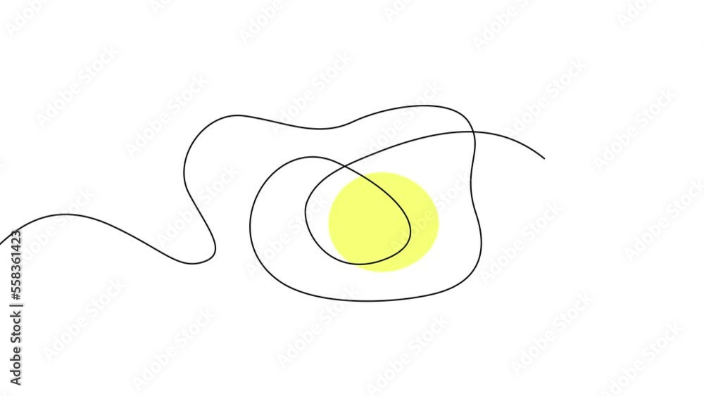Continuous thin line egg drawing animation, Hand drawn animated lined egg shape, monoline eggs sketch doodle illustration