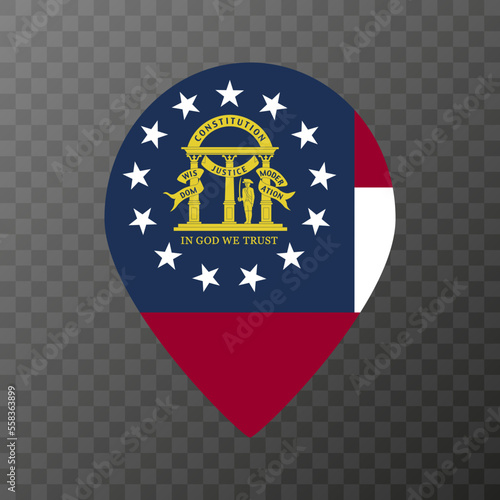 Map pointer with flag Georgia state. Vector illustration. © Ruslan