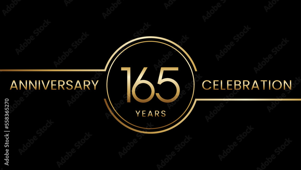 Fototapeta premium 165th anniversary. Anniversary template design with golden text and ring. Logo Vector Template