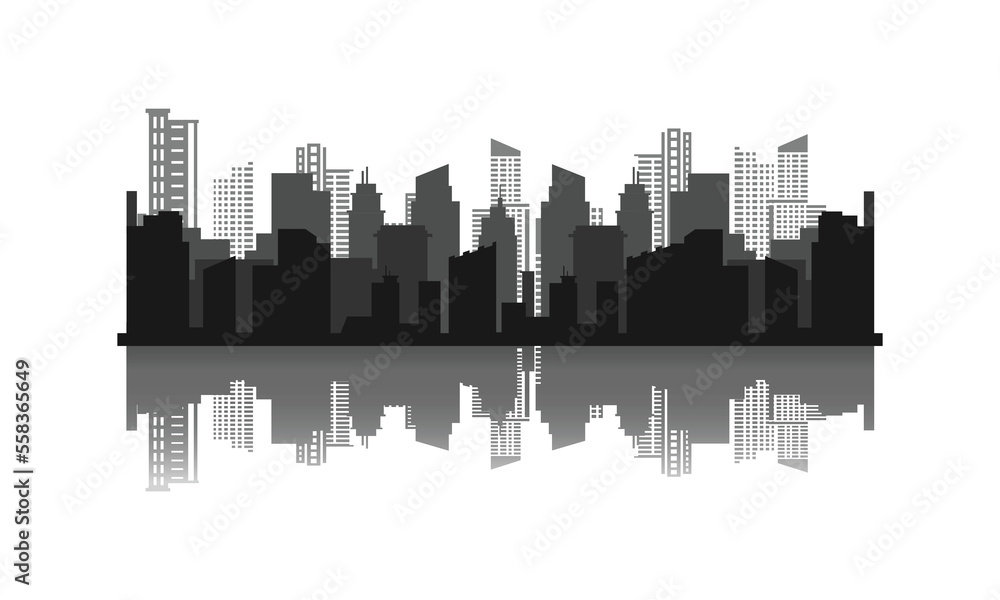 Abstract city building skyline metropolitan with reflection design