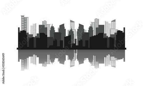 Abstract city building skyline metropolitan with reflection design