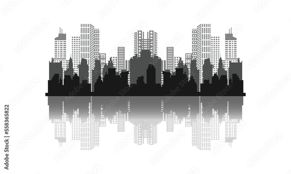 Abstract city building skyline metropolitan with reflection vector