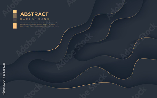 Abstract paper cut background. black navy blue paper layers. Origami or carving decoration. Topography concept. eps10 vector